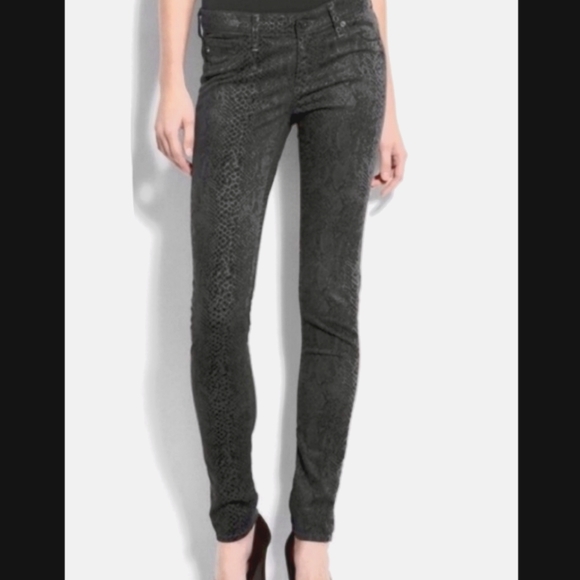 AG Adriano Goldschmied Snakeskin Print Super Skinny Leggings 28R - Picture 1 of 6